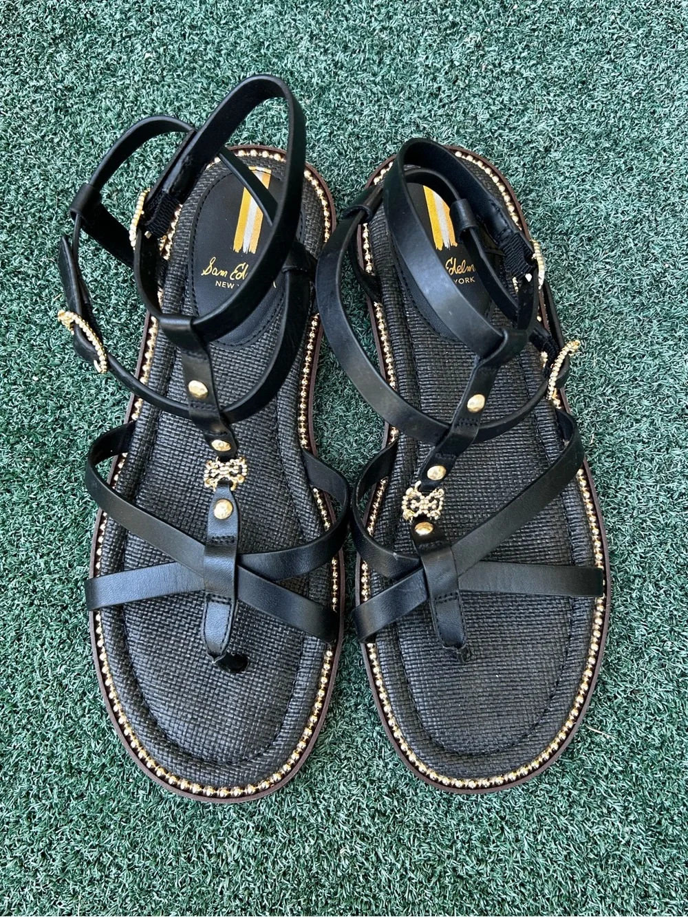 NWT Sam Edelman Talya Ankle Strap Sandal Leather Black 9